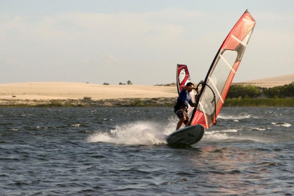 Lawrence windsurfing in Icarai